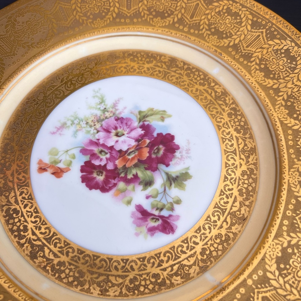 Hutschenreuther Selb L.H.S Bavaria Gold Encrusted 7 Dinner Plates - Picture 10 of 12